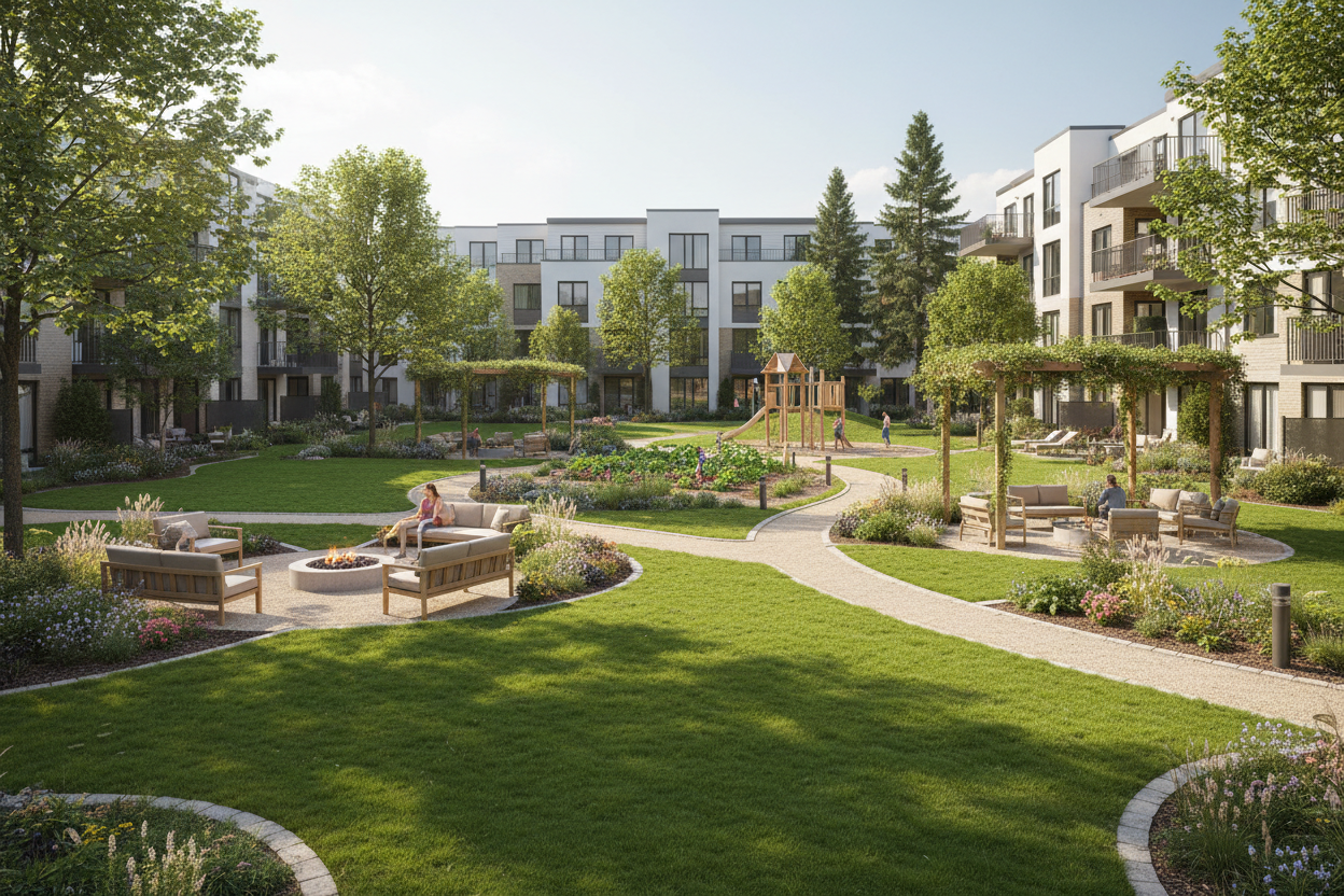 Green spaces in a housing community